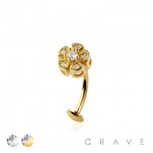 MULTI CZ FLOWER TOP 316L SURGICAL STEEL THREADLESS FLOATING BELLY BUTTON RING